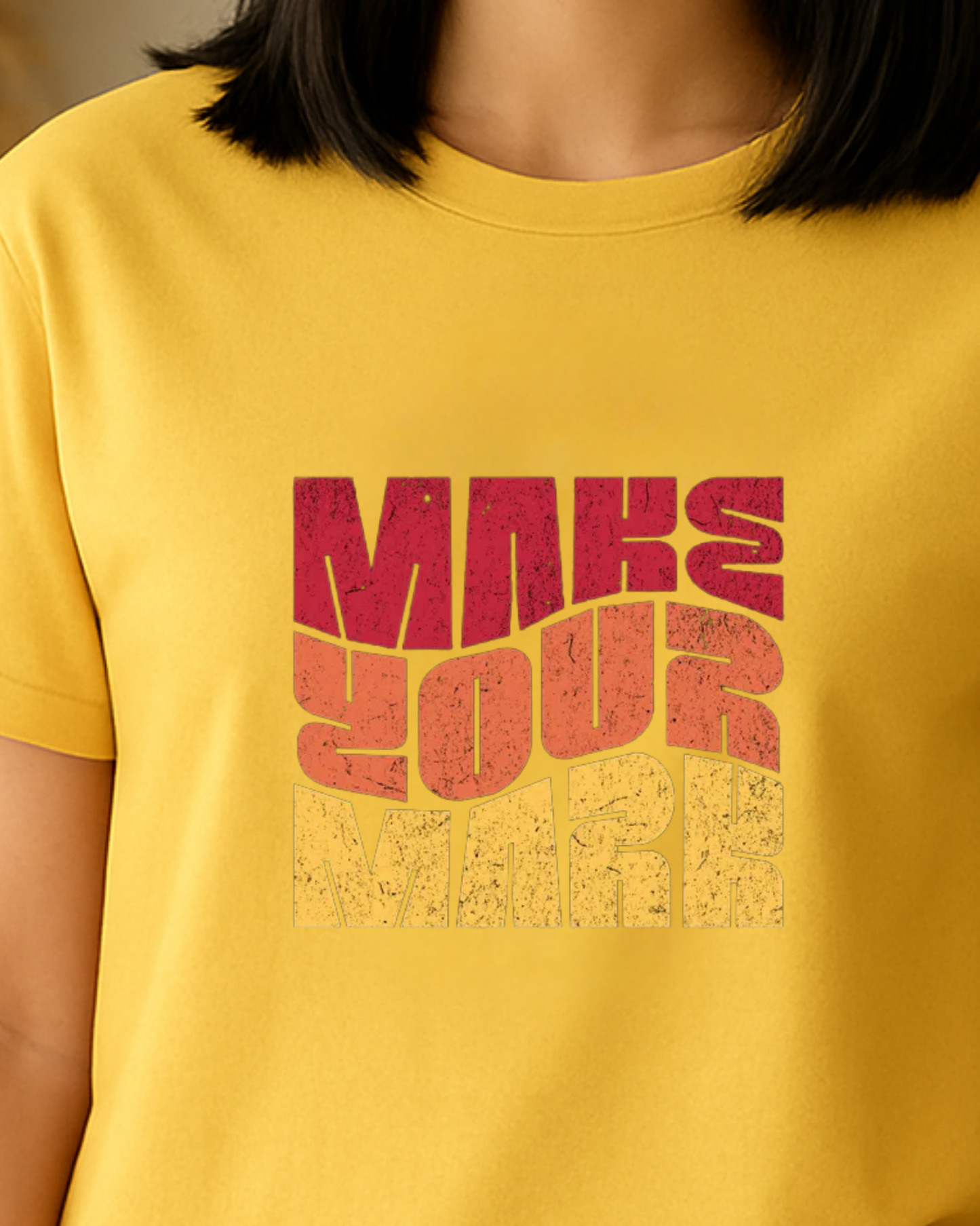 Unisex Round Neck Printed T-Shirt_yellow