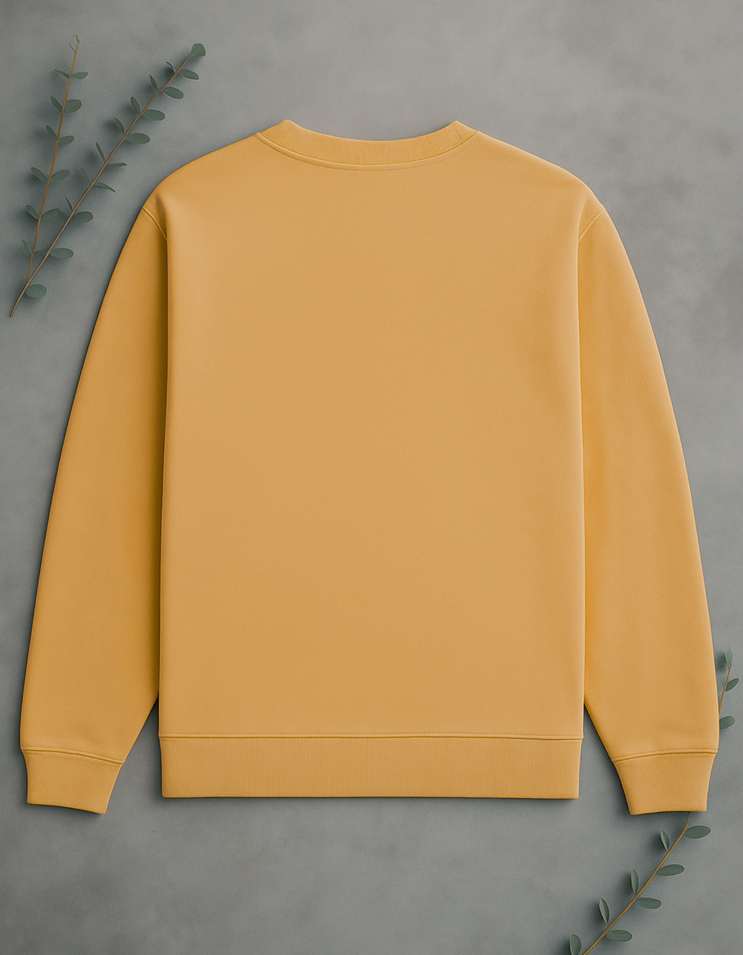 Unisex Solid Sweatshirt- Mustard Yellow Color- White Bear