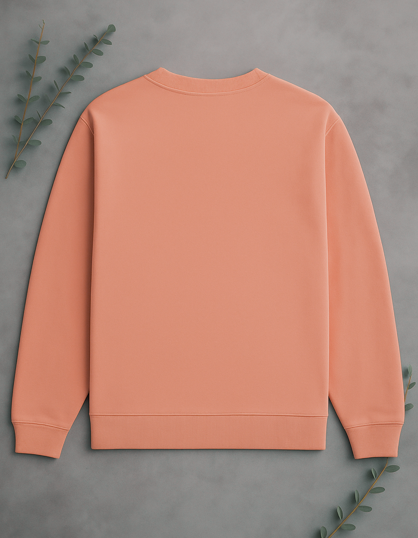 Unisex Solid Sweatshirt- coral Color- White Bear