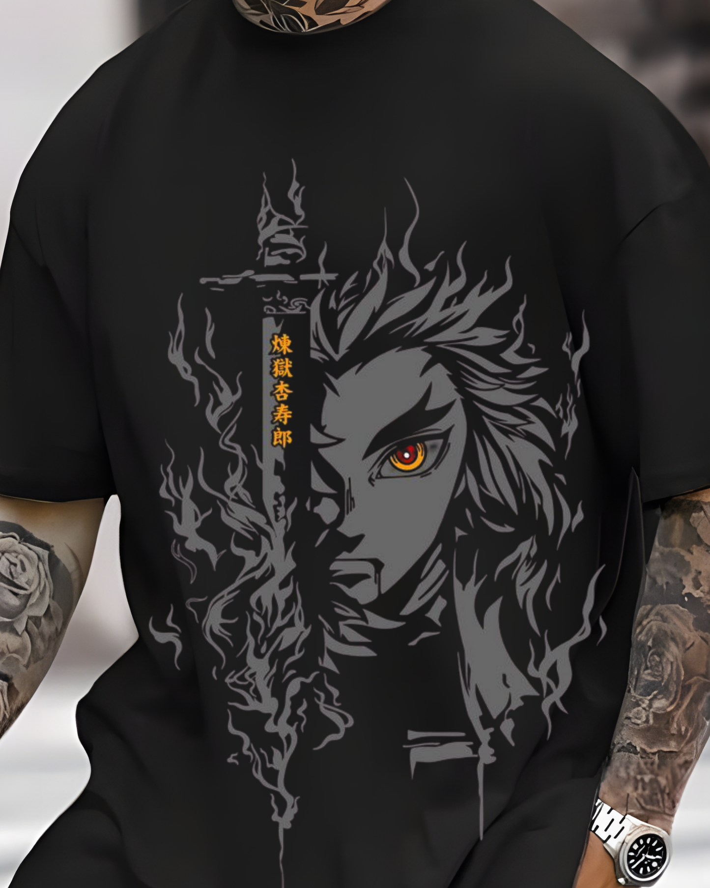 Black t-shirt with a graphic design_black