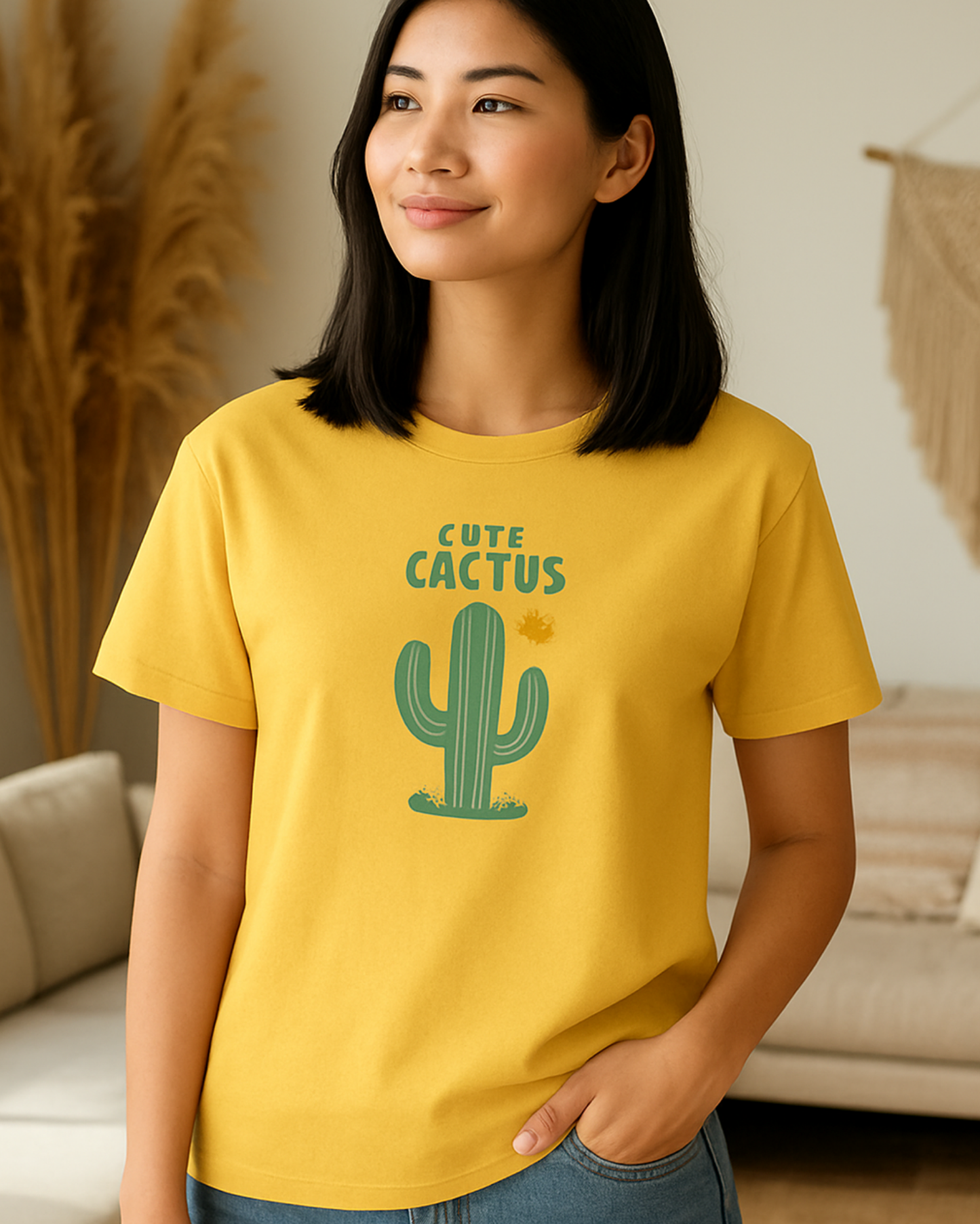 cute cactus_yellow tshirt