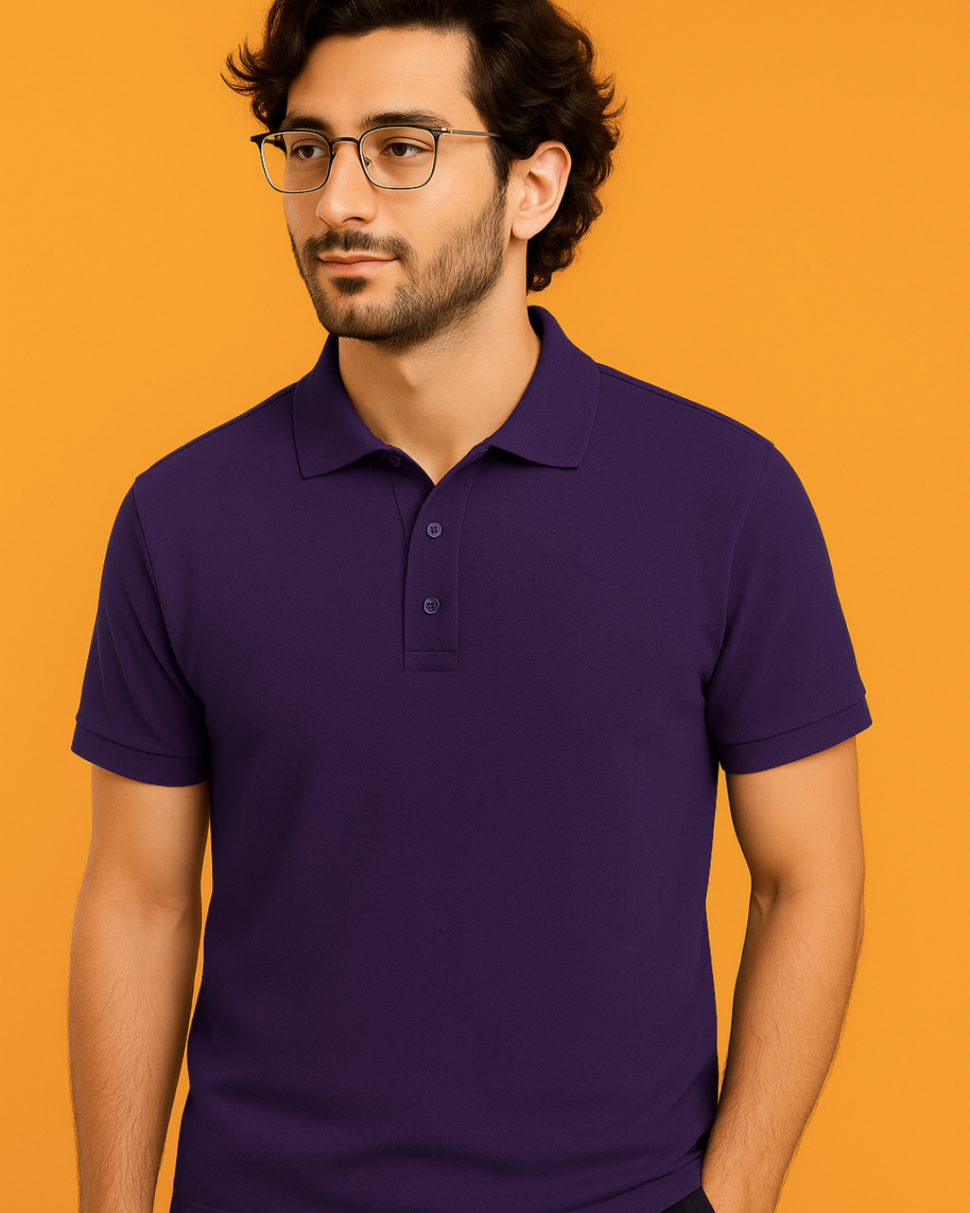 Men Solid Polo Neck T-Shirt-purple color