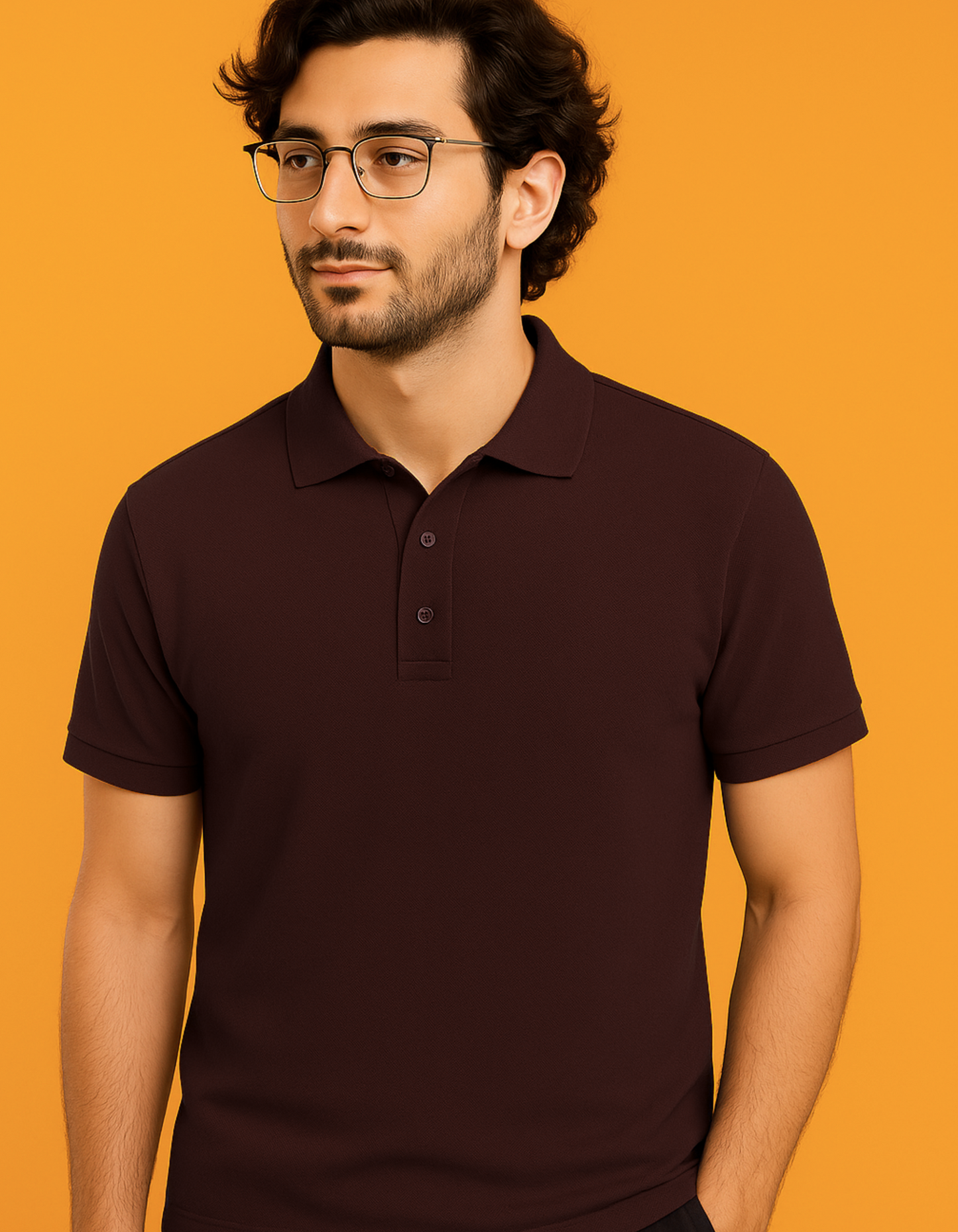 Men Solid Polo Neck T-Shirt-coffee brown color