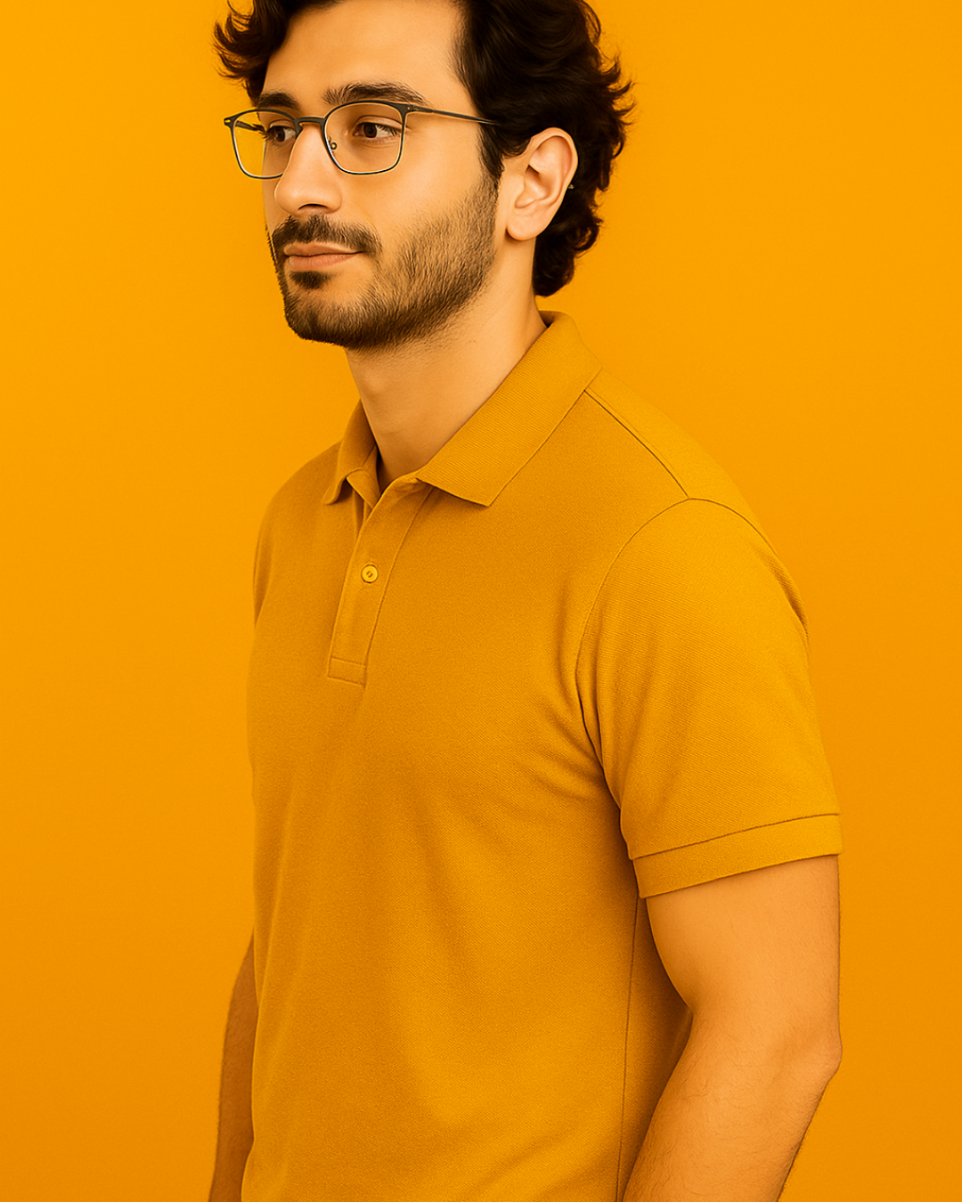 Men Solid Polo Neck T-Shirt-mustard yellow color