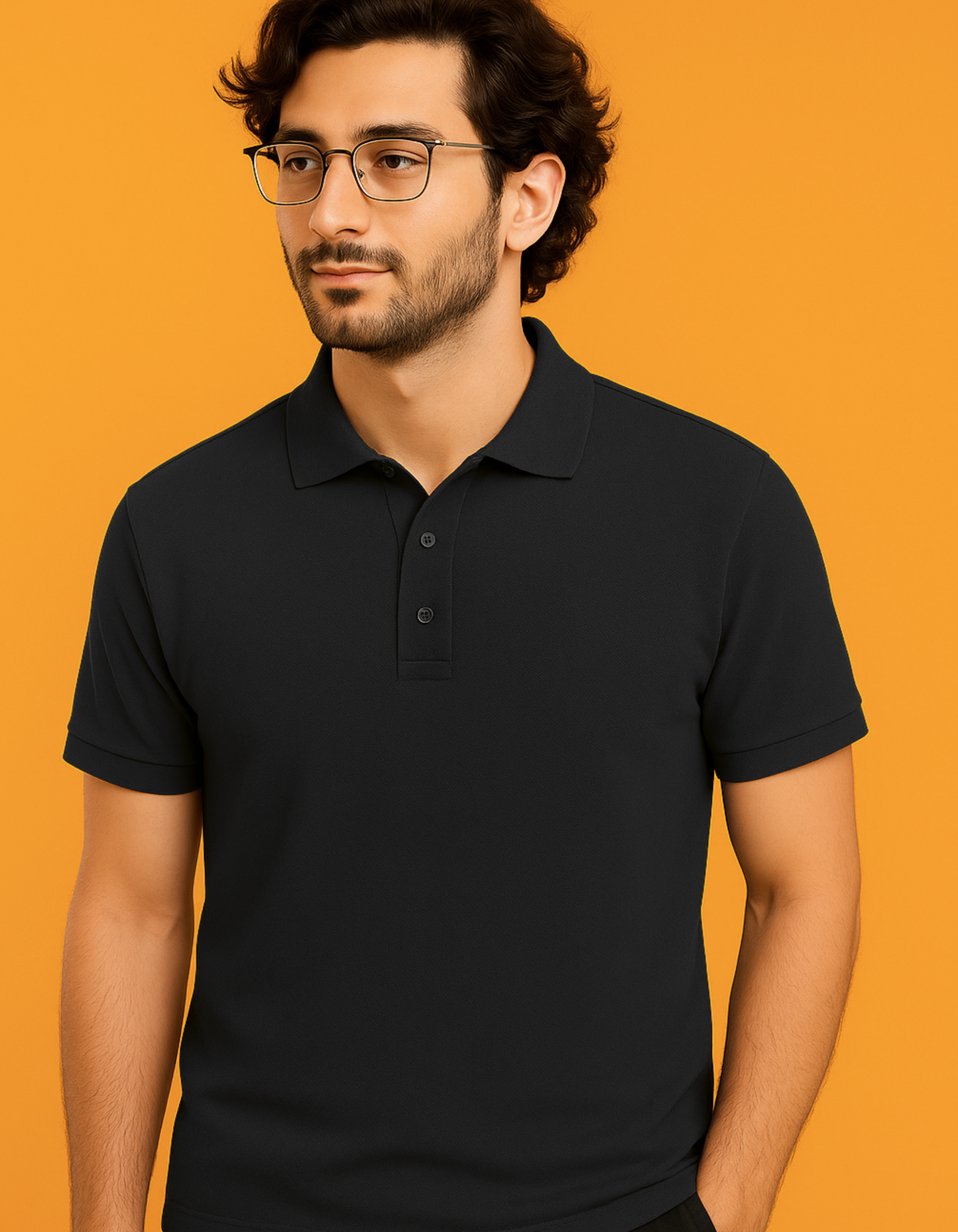 Men Solid Polo Neck T-Shirt-navy blue color