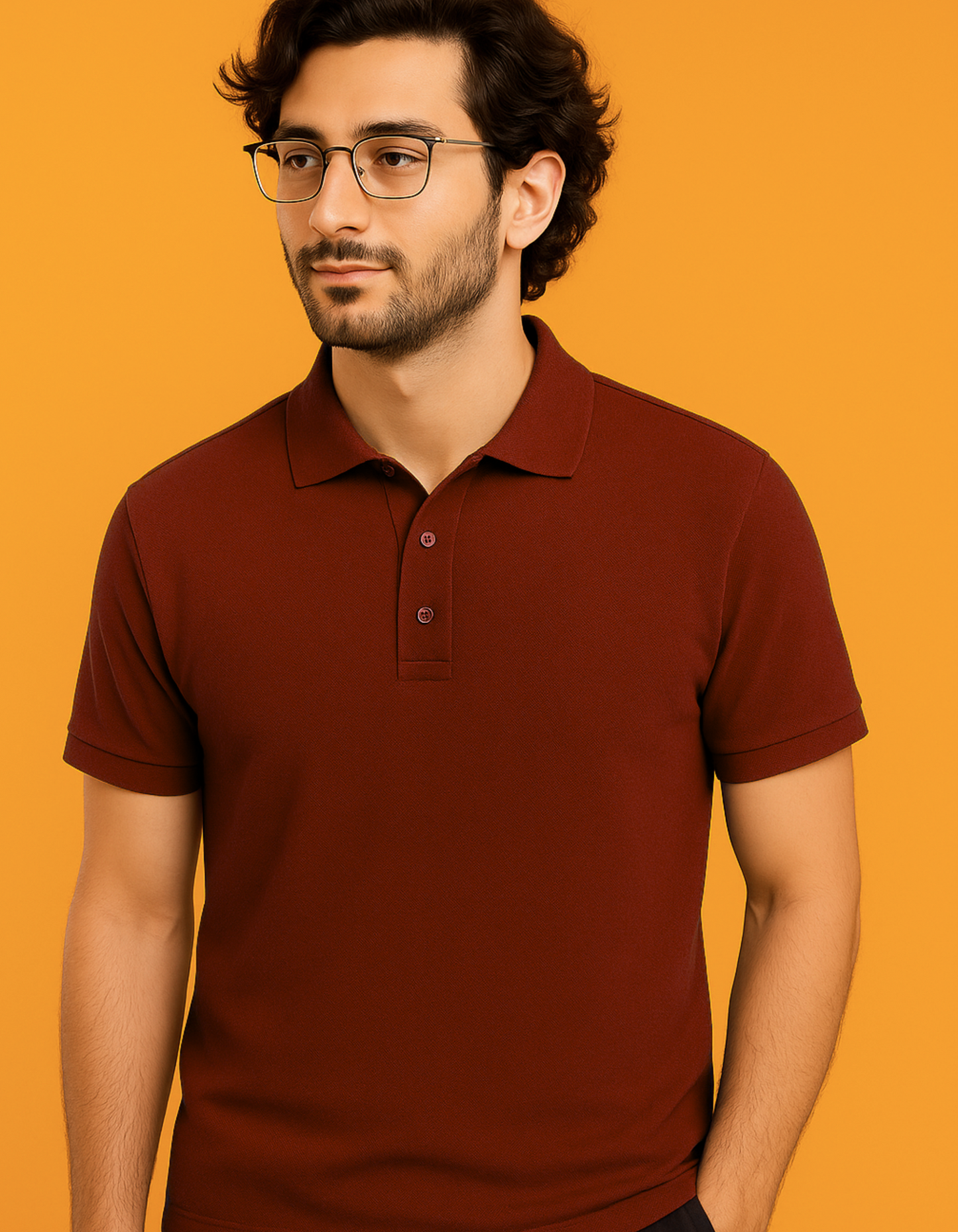Men Solid Polo Neck T-Shirt-red color