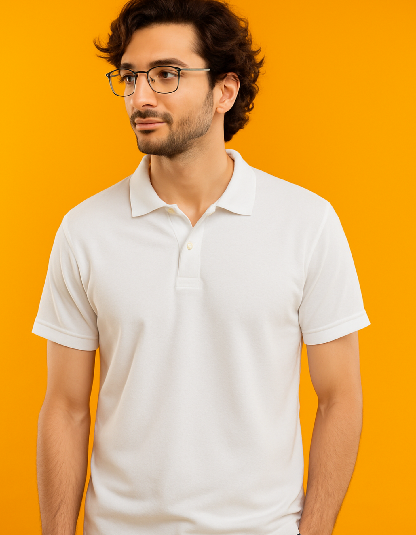 Men Solid Polo Neck T-Shirt-white color
