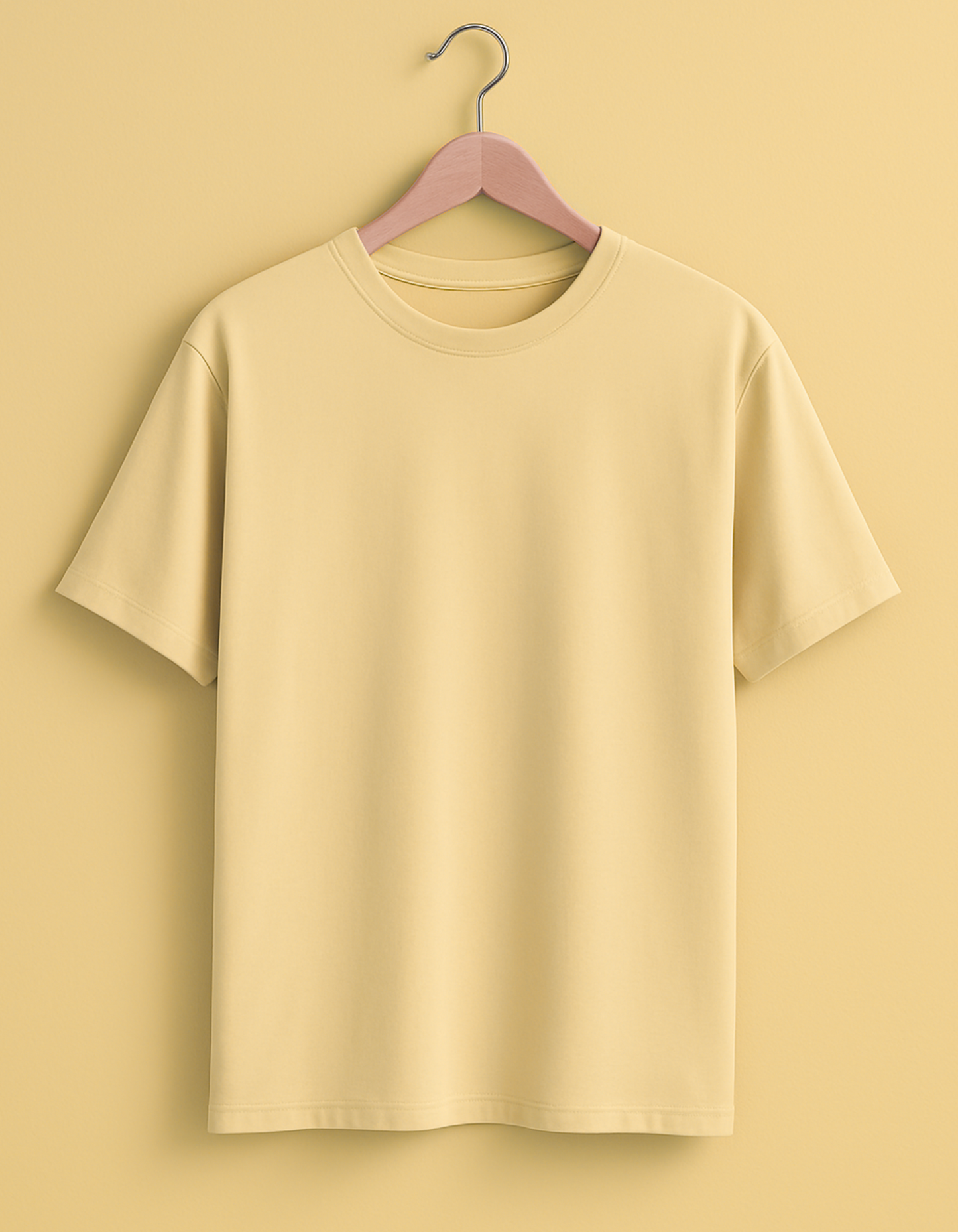 Unisex Classic Crew Solid T-Shirt-Beige Color-White Bear