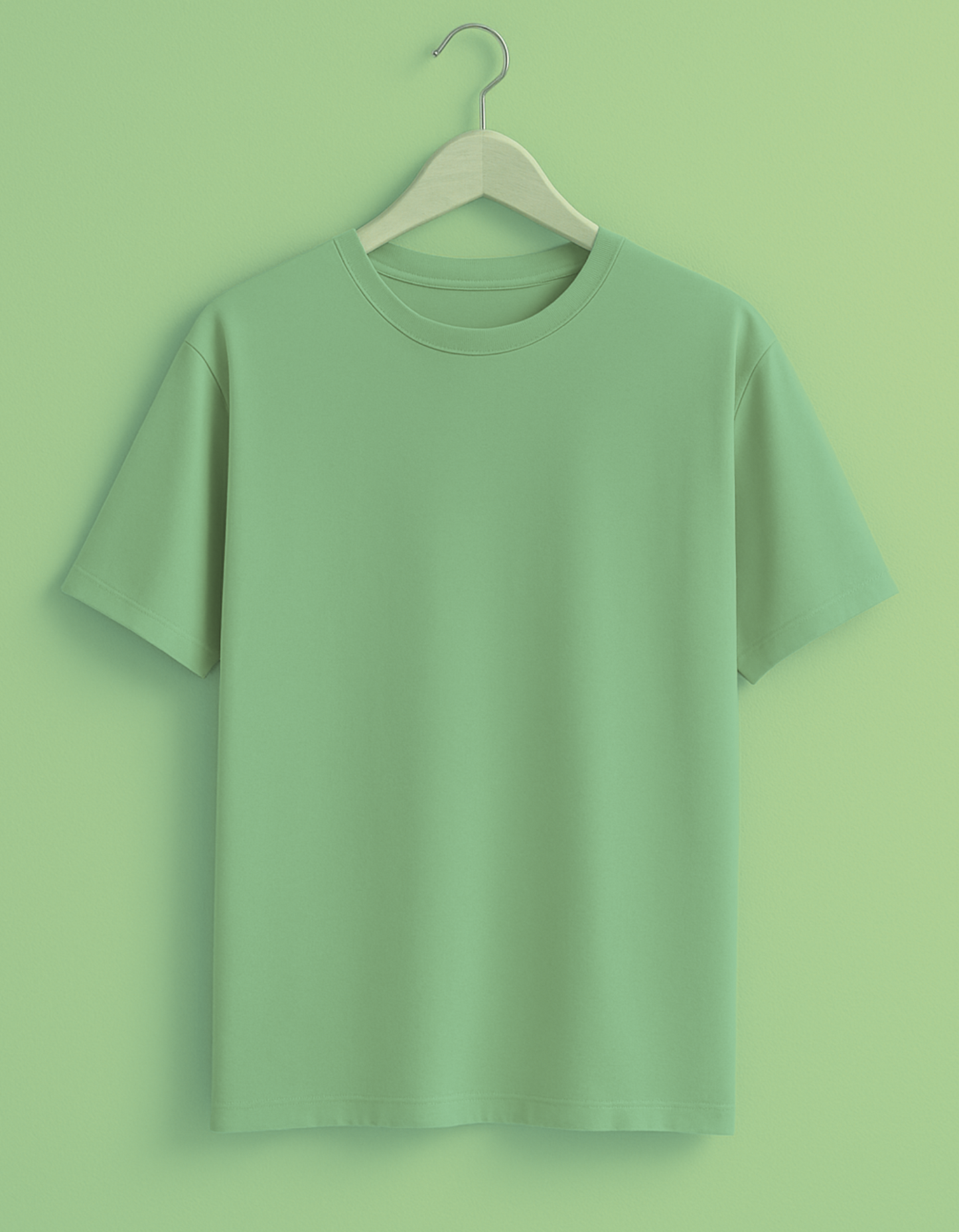 Unisex Classic Crew Solid T-Shirt-Jade Color-White Bear