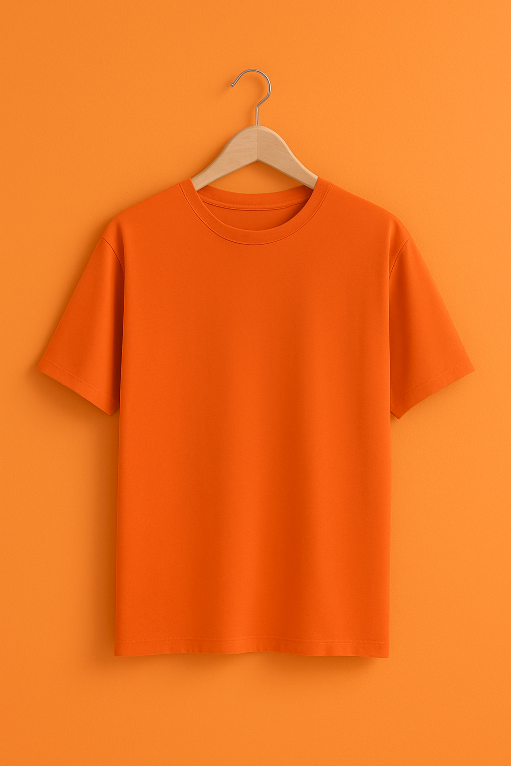 Unisex Classic Crew Solid T-Shirt-Orange Color-White Bear