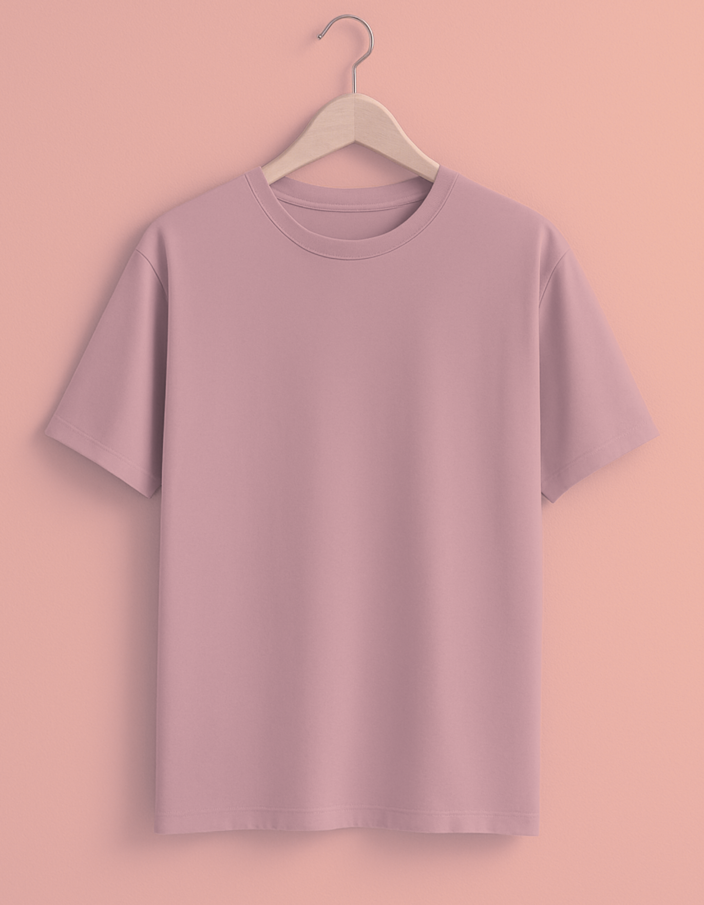 Unisex Classic Crew Solid T-Shirt-Pink Color-White Bear