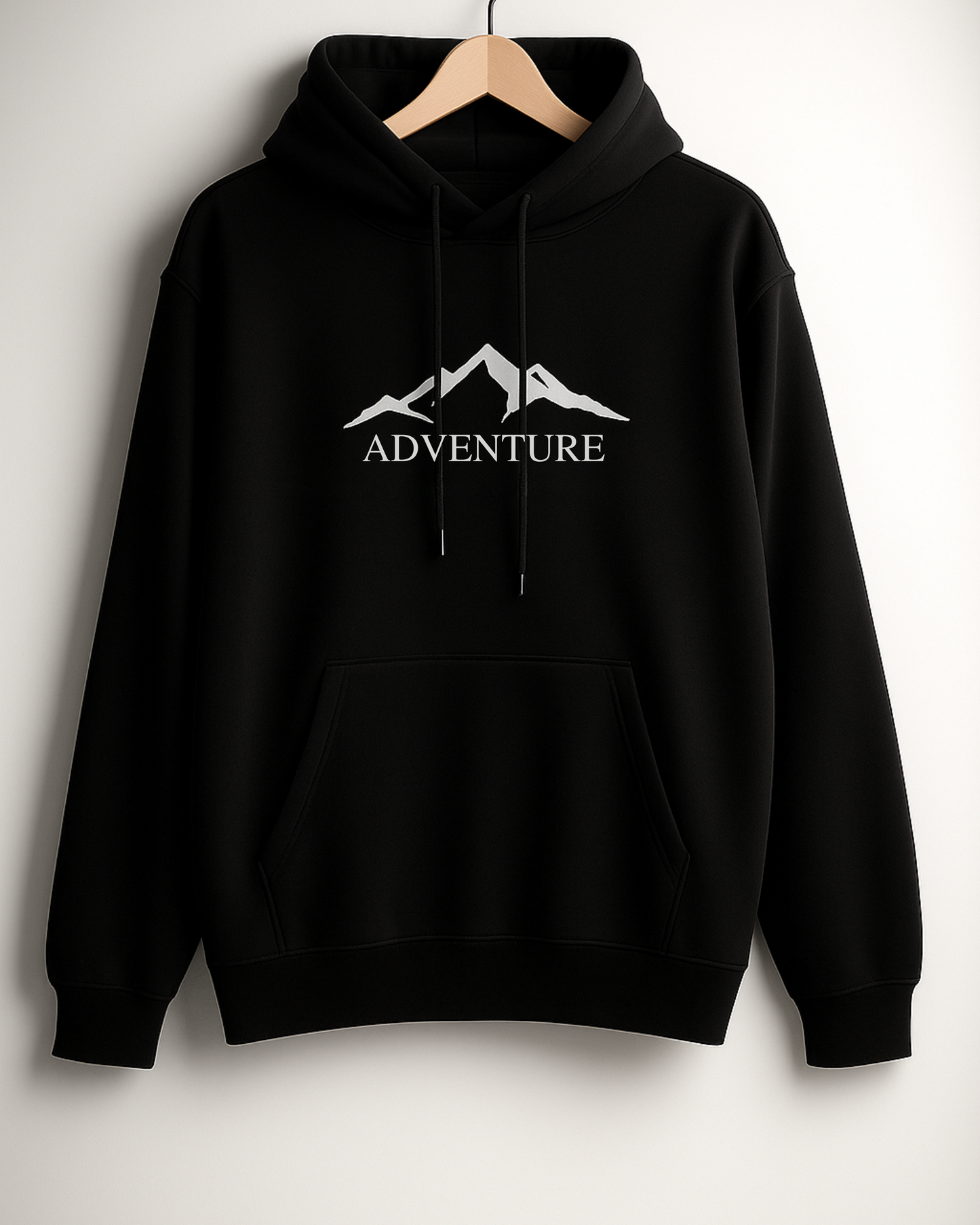 Unisex Full Sleeve Hooded Sweatshirt-Black Color-White Bear