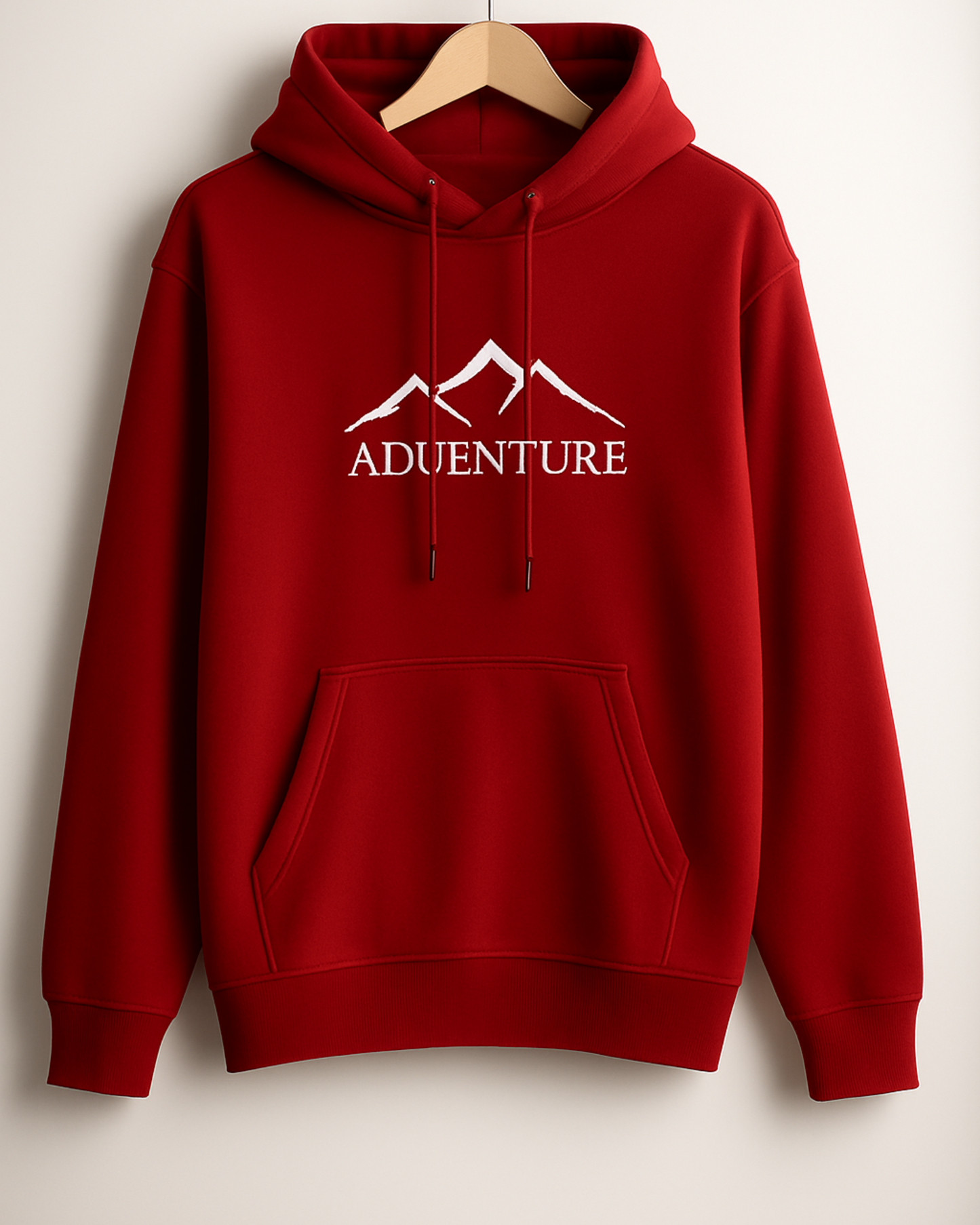 Unisex Full Sleeve Hooded Sweatshirt-red Color-White Bear
