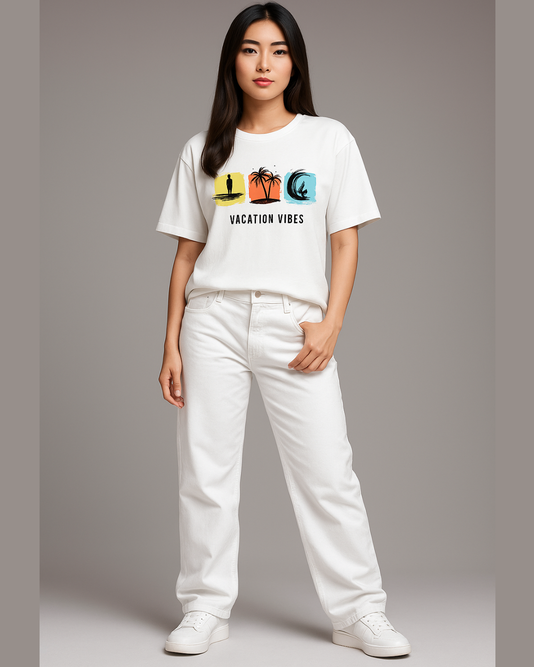 Unisex Oversized Printed T-Shirt_white color