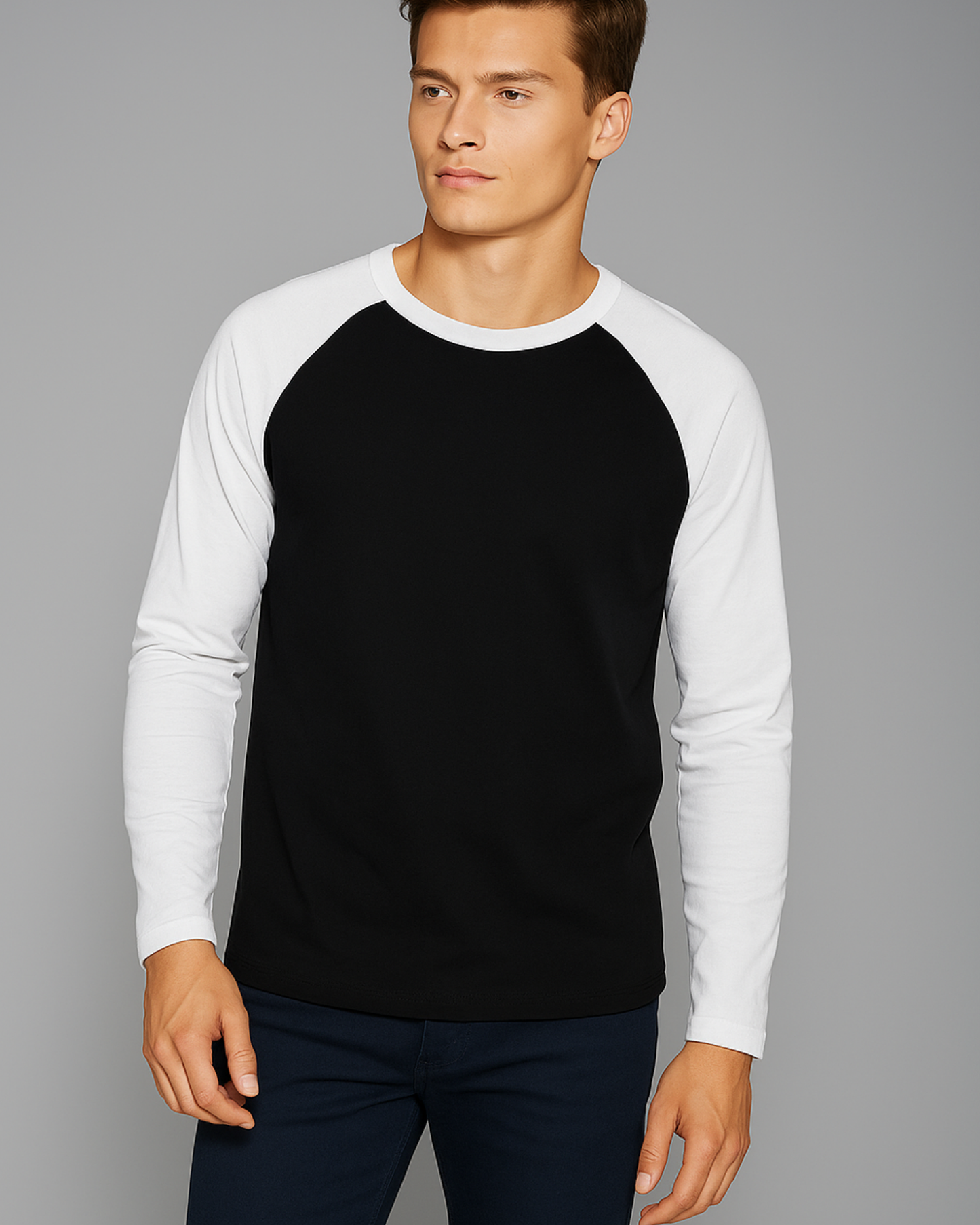 Unisex Raglan Full sleeve T-Shirt_white&black