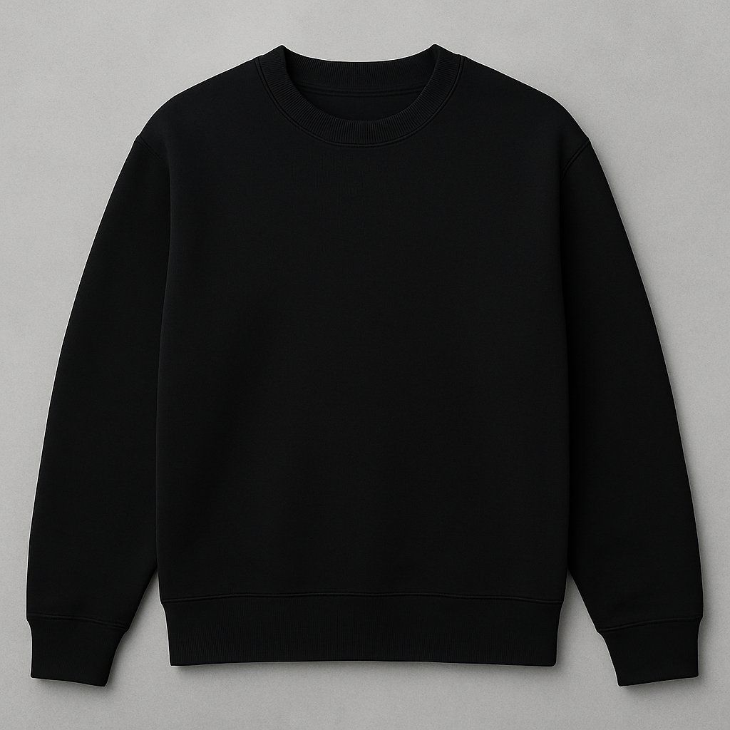 Unisex Solid Sweatshirt- Black Color- White Bear