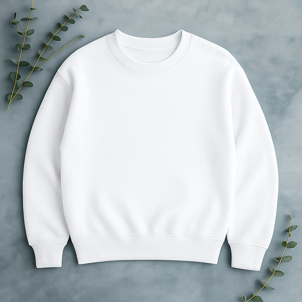 Unisex Solid Sweatshirt- White Color- White Bear