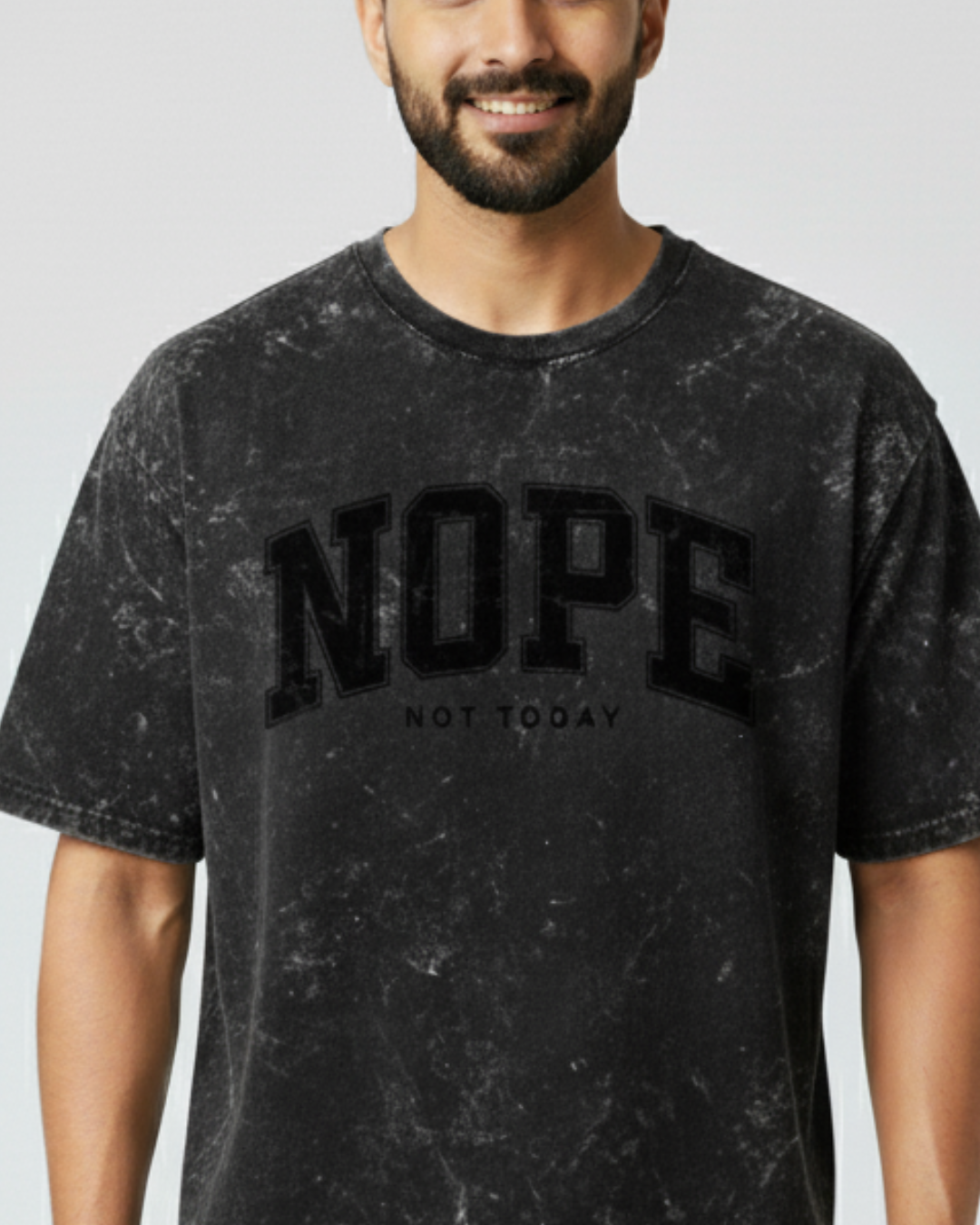 men's black acid wash t-shirt_Black