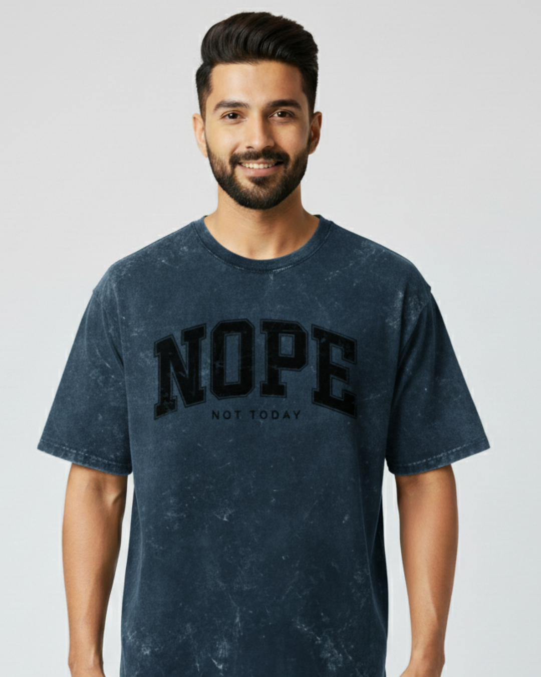 men's black acid wash t-shirt_Blue