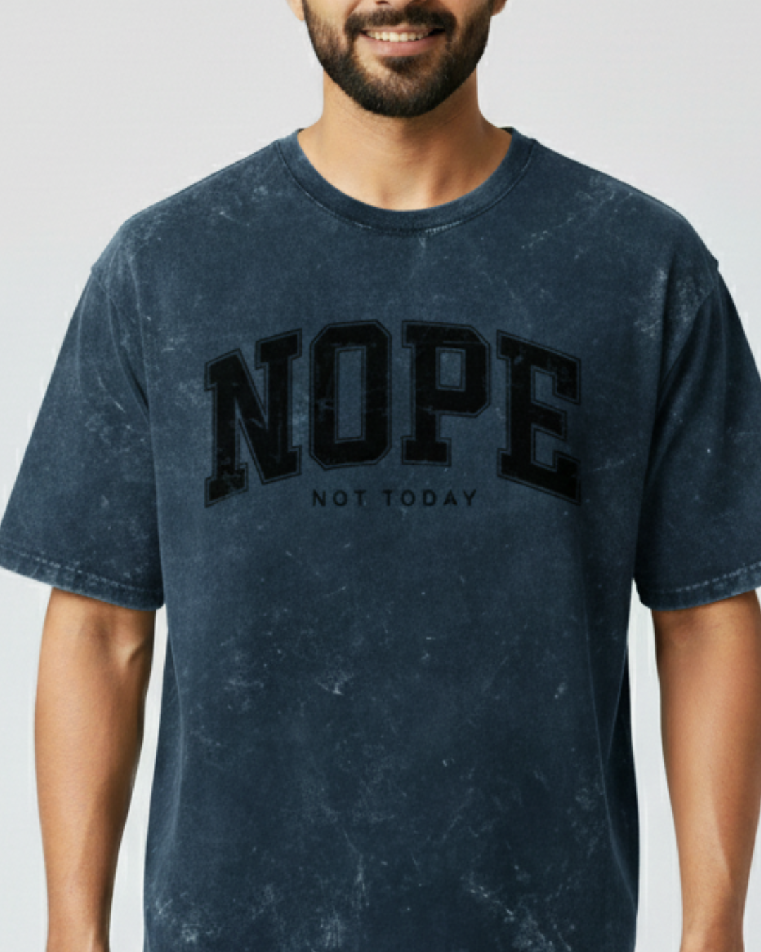 men's black acid wash t-shirt_Blue