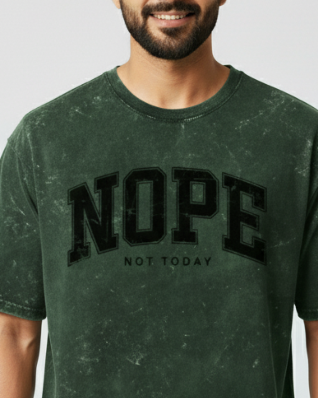 men's black acid wash t-shirt_Green