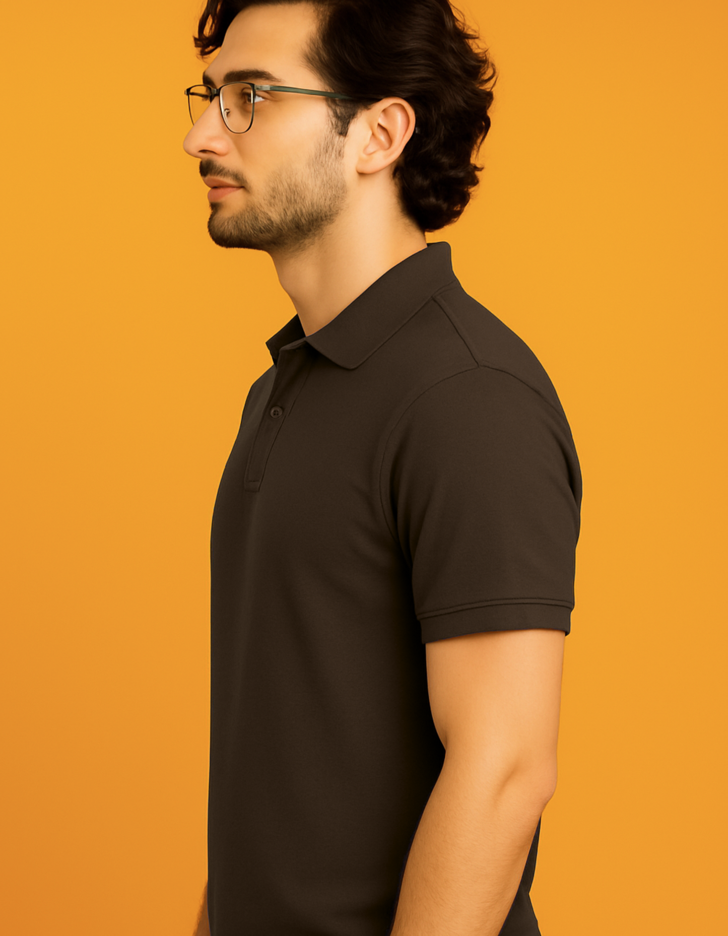 Men Solid Polo Neck T-Shirt-coffee brown color
