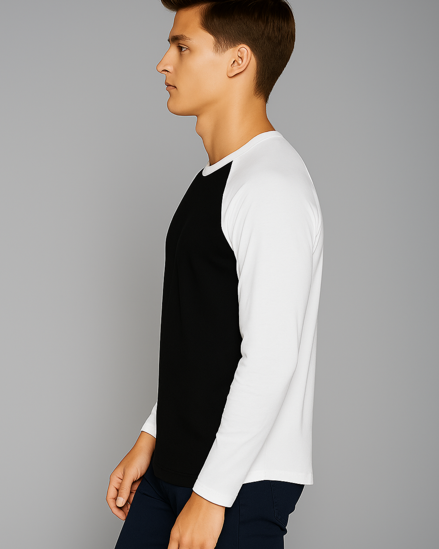 Unisex Raglan Full sleeve T-Shirt_white&black