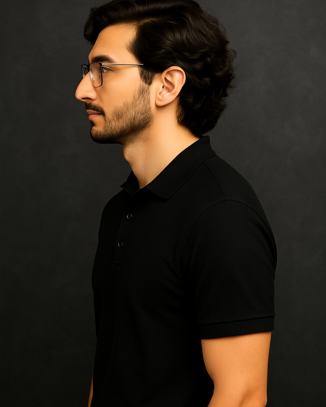 Men Solid Polo Neck T-Shirt-black color