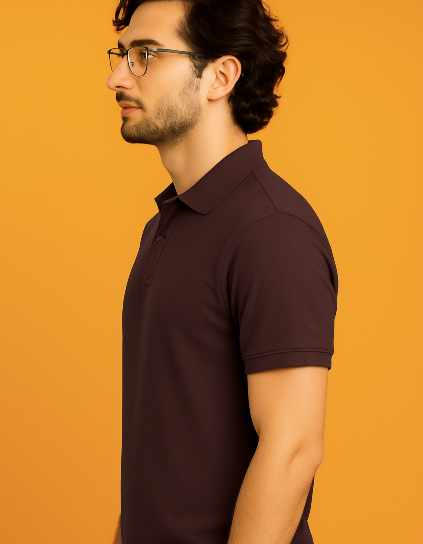 Men Solid Polo Neck T-Shirt-coffee brown color