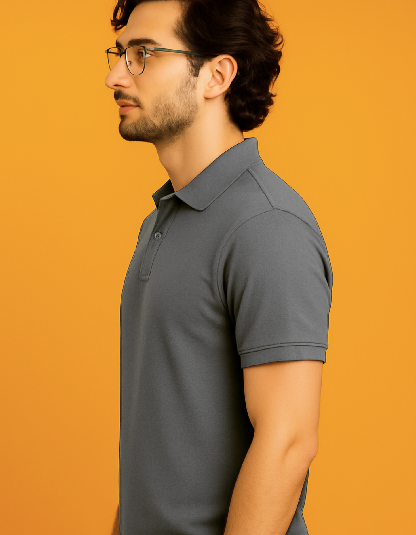 Men Solid Polo Neck T-Shirt-grey color