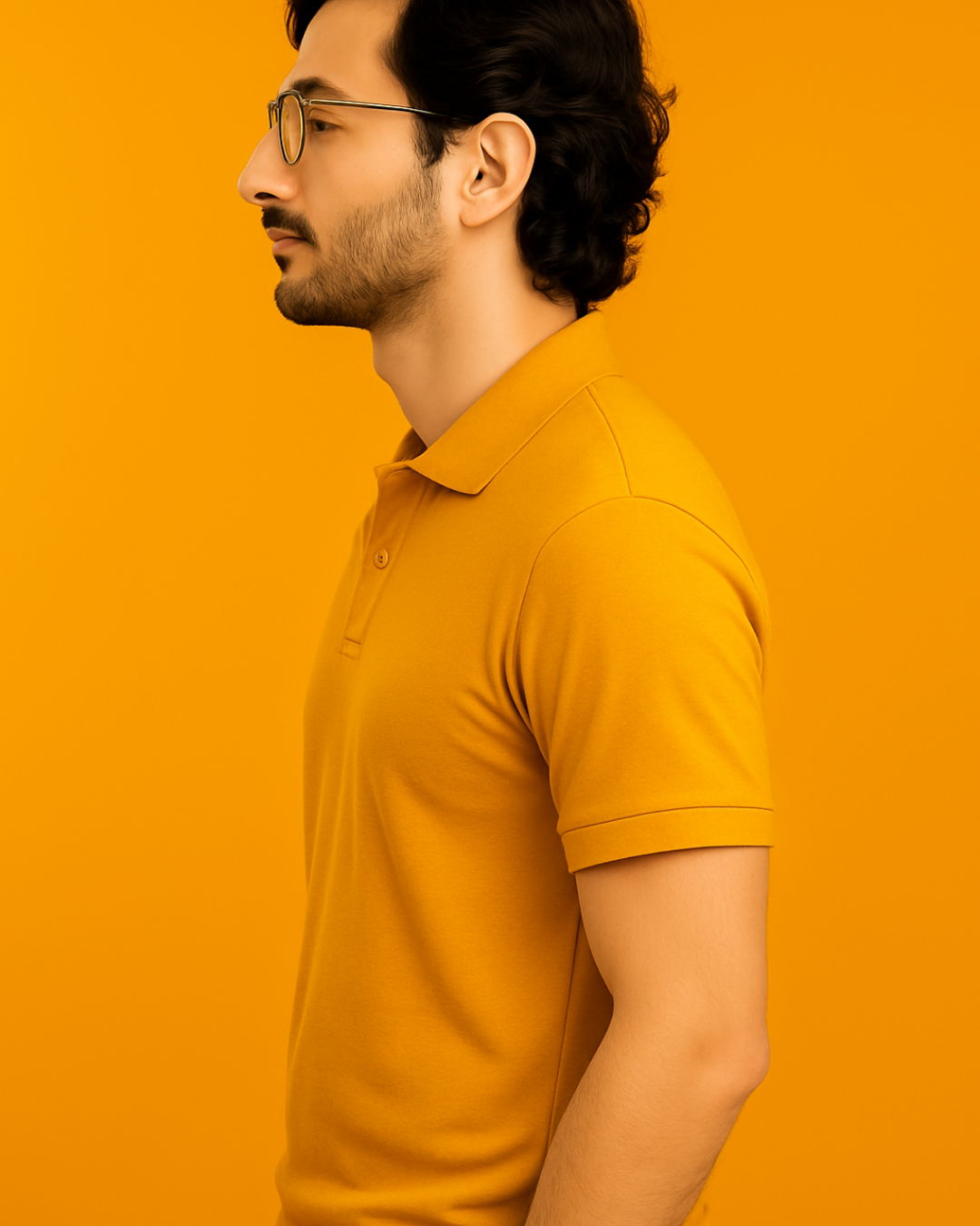 Men Solid Polo Neck T-Shirt-mustard yellow color