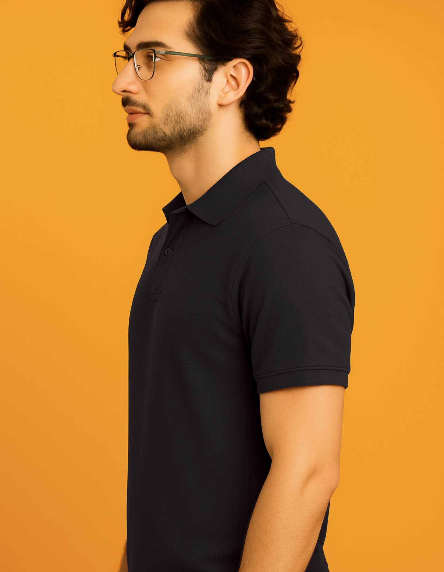 Men Solid Polo Neck T-Shirt-navy blue color