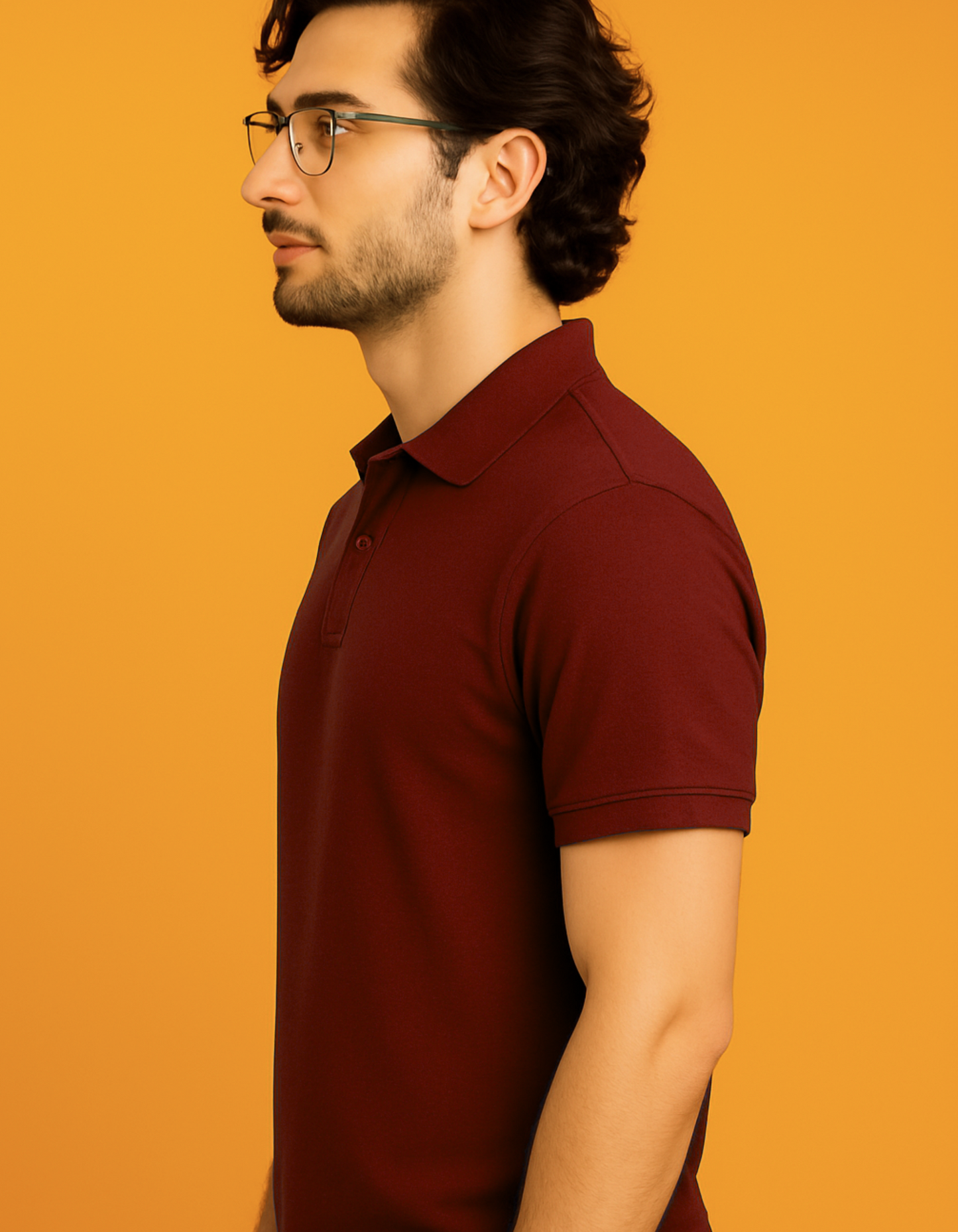 Men Solid Polo Neck T-Shirt-red color