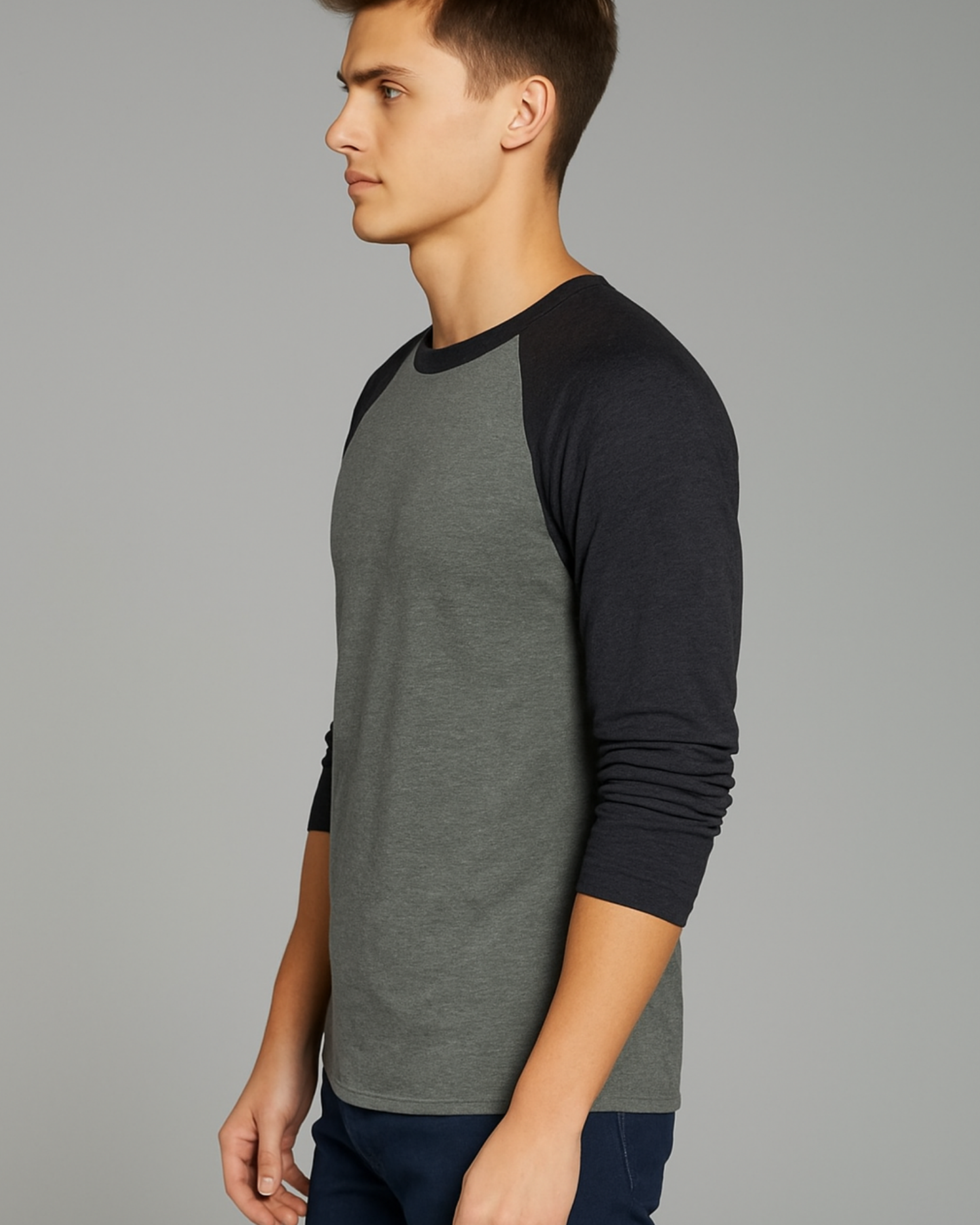 Unisex Raglan Full sleeve T-Shirt_black&grey