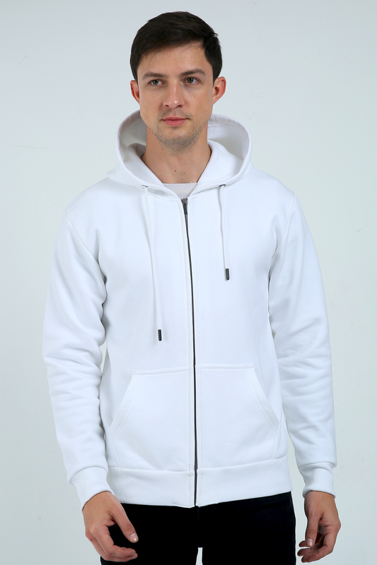 Unisex Zip Hoodie-White Color-White Bear