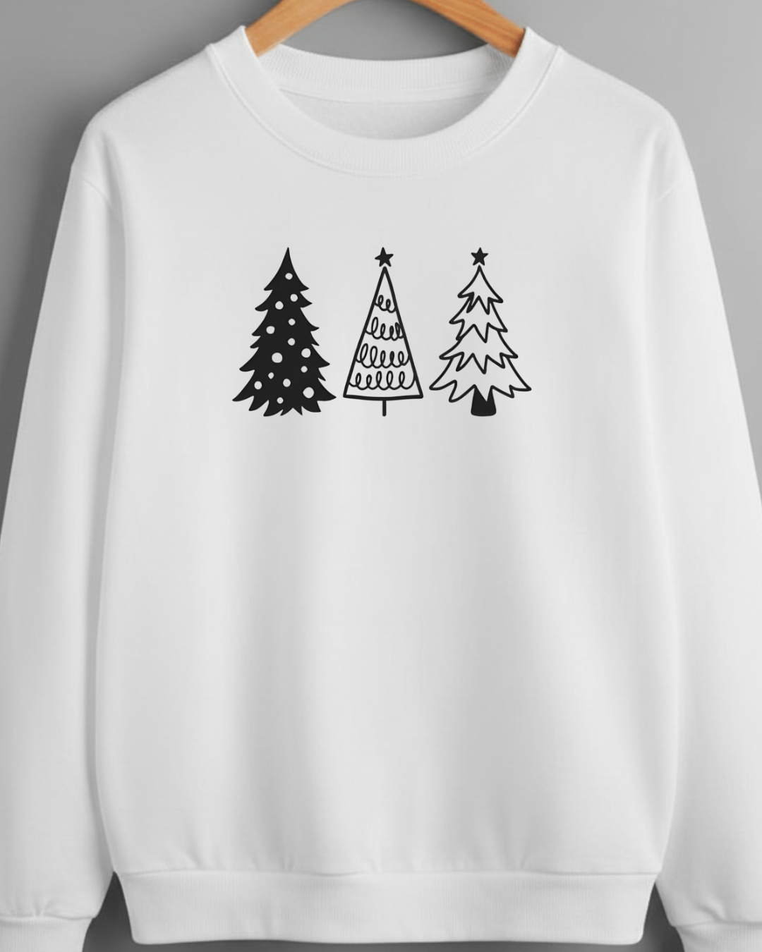 Women’s White Christmas Tree Graphic Sweatshirt – Festive Holiday Pullover