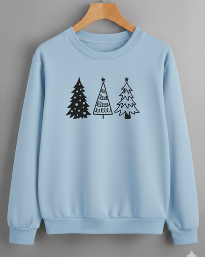 Women’s White Christmas Tree Graphic Sweatshirt – Festive Holiday Pullover