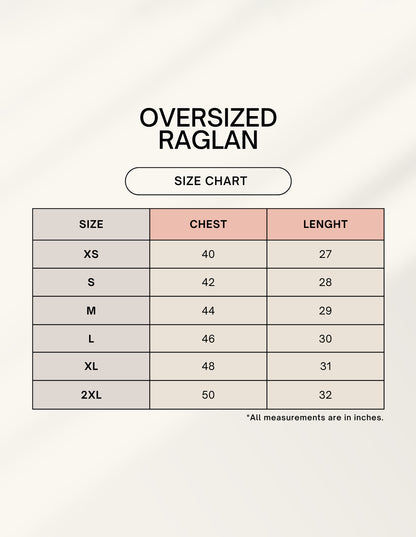 raglan T-shirt with half sleeves and black star print size chart
