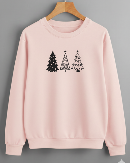 Women’s White Christmas Tree Graphic Sweatshirt – Festive Holiday Pullover