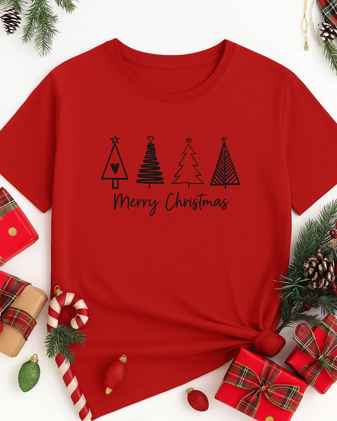 Unisex Merry Christmas Printed Tee | Unisex Holiday Graphic crew T-shirt