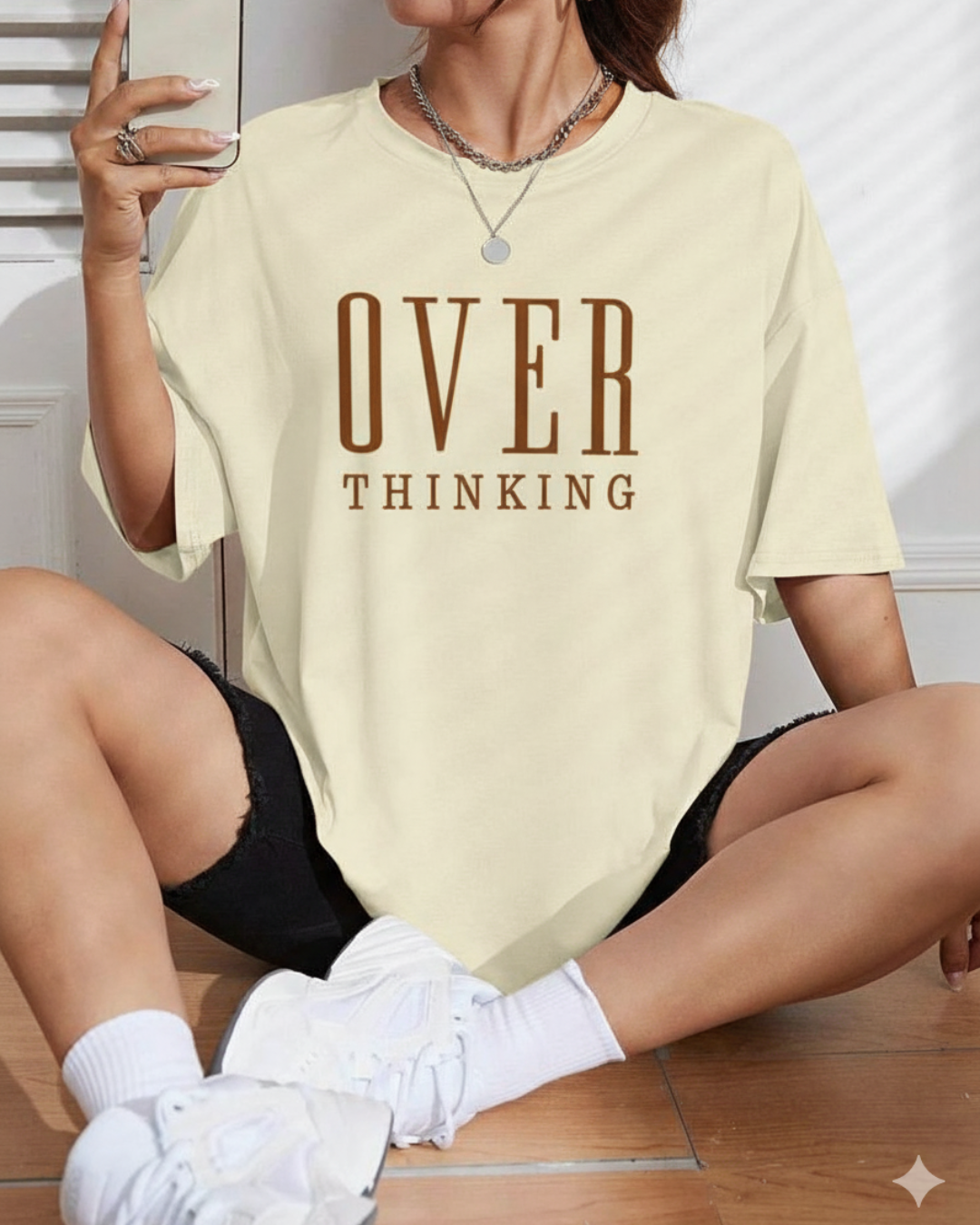 Unisex OVER THINKING Off White Graphic T-Shirt | Mental Health Tee