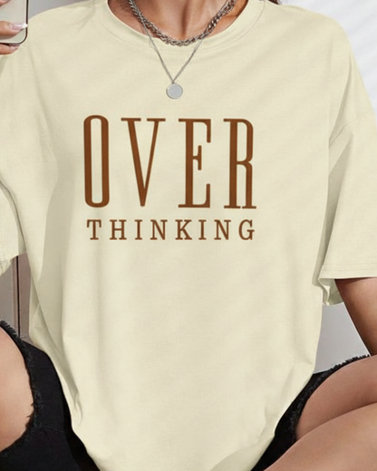 Unisex OVER THINKING Off White Graphic T-Shirt | Mental Health Tee