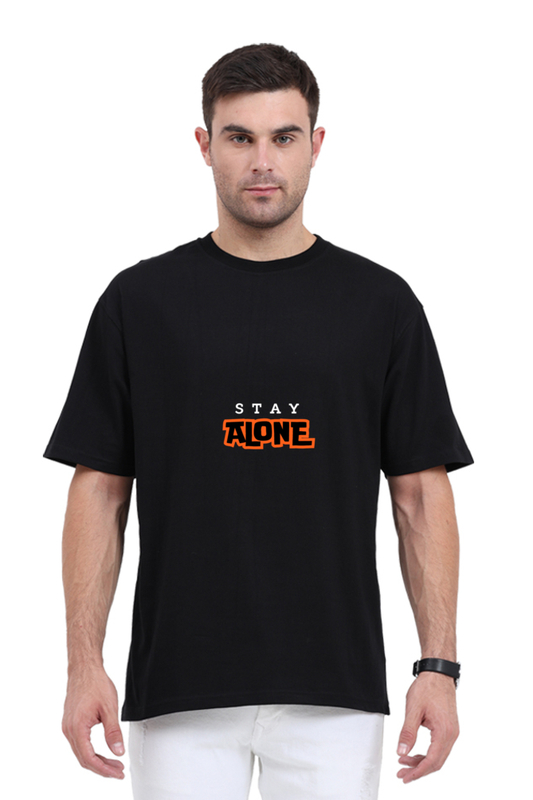 Unisex Oversized Standard Printed Round Neck Cotton T-Shirt-Black Color-White Bear