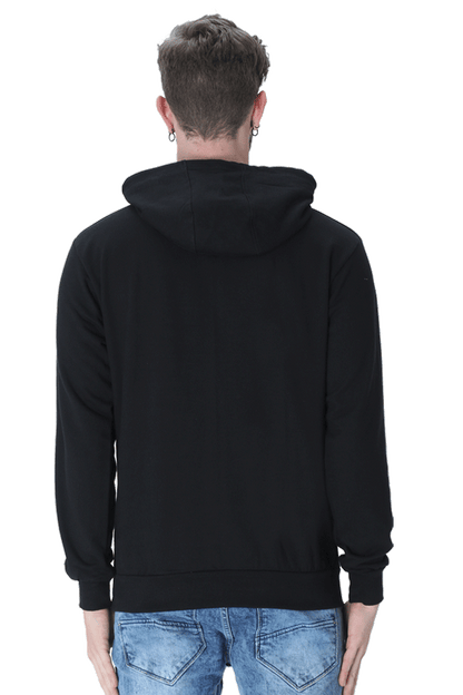 Unisex Full Sleeve Hooded Sweatshirt-Black Color-White Bear