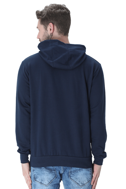 Unisex Full Sleeve Hooded Sweatshirt-Navy Blue Color-White Bear