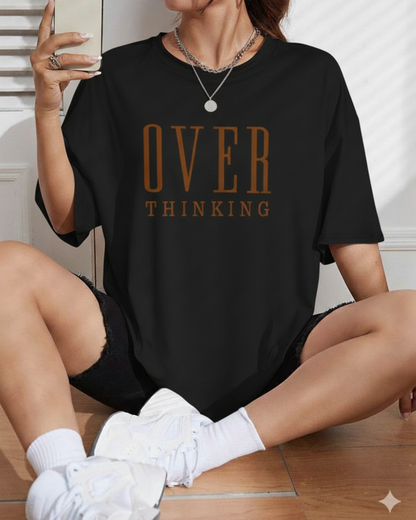 Unisex OVER THINKING Off White Graphic T-Shirt | Mental Health Tee