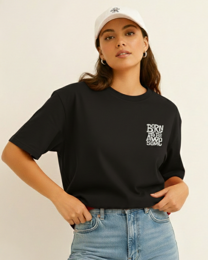 Unisex Classic Graphic T-Shirt  – Born To Be Awesome Cotton Tee