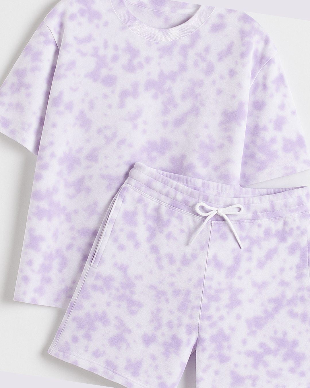 Lavender Tie-Dye Lounge Set | Unisex Oversized T-Shirt & Shorts