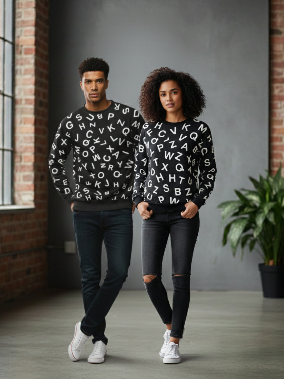 Alphabet Print Sweatshirts for Men and Women