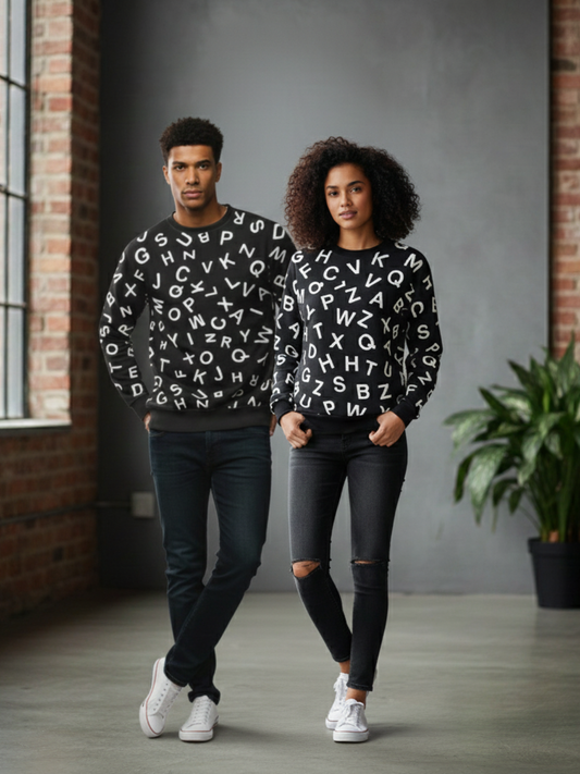 Alphabet Print Sweatshirts for Men and Women